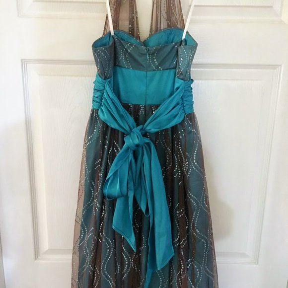 Floor-length turquoise formal/prom dress - Picture 4 of 10
